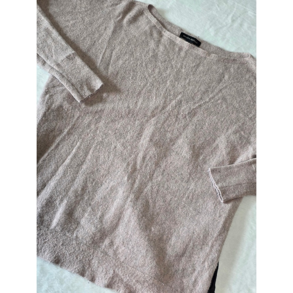Banana Republic Women Mauve Alpaca Wool Blend Contrast Side Panel Sweater Small